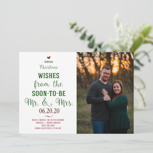 Carte de Noël pour annoncer la date de votre maria (Debout devant)