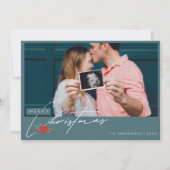 Carte de Noël pour annoncer l'arrivée de bébé pend (Devant)
