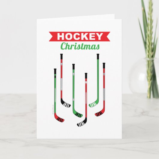 Carte de Noël pour bâtons de hockey (Devant)