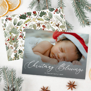 Carte de Noël pour bébé avec photo et vœux de Noël