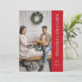 Carte de Noël pour bébé de 1 an - Rouge (Debout devant)