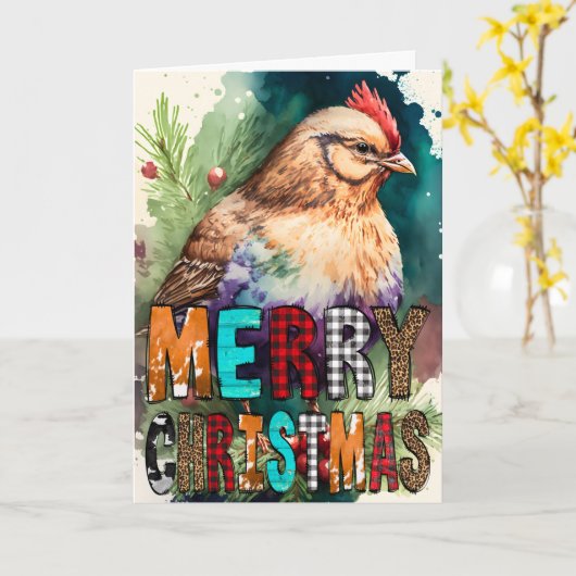 Carte de Noël pour bébé poussin (Fleur jaune)