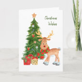 Carte de Noël pour bébé Rindeer aquarelle (Devant)