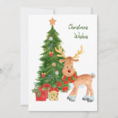 Carte de Noël pour bébé Rindeer aquarelle (Devant)