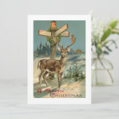 Carte de Noël pour cerfs d'hiver vintage (Debout devant)