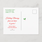 Carte de Noël pour changement d'adresse avec houx (Dos)