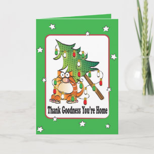 Carte de Noël pour chat amusant - Illustration an
