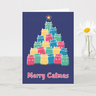 Carte de Noël pour chat Merry Catmas