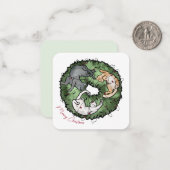 Carte de Noël pour chat rouge et vert Aquarelle (Devant/Arrière en situation)