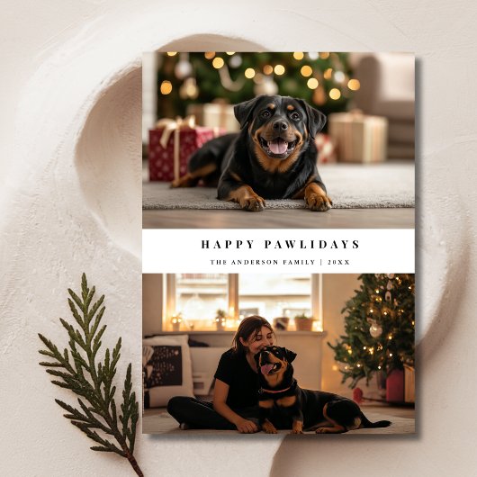 Carte de Noël pour chien avec typographie Joyeuses