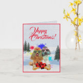 Carte de Noël pour chien de caniche mignonne perso (Fleur jaune)