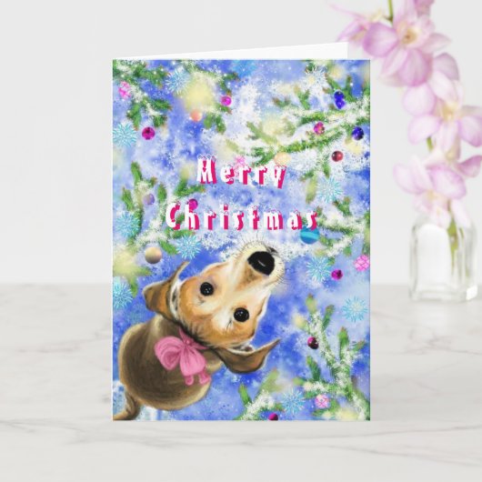 Carte de Noël pour chien de compagnie mignonne (Orchidée)