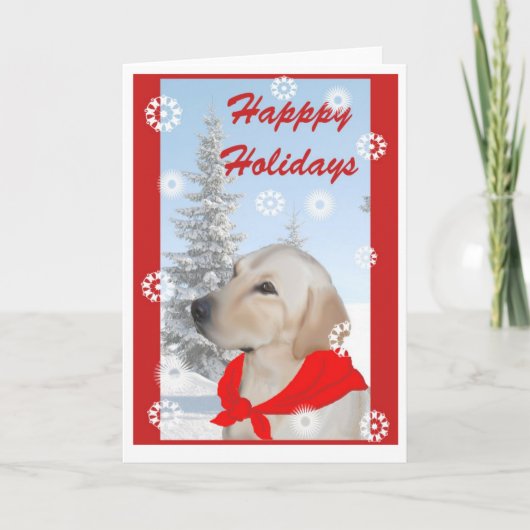 Carte de Noël pour chien de laboratoire jaune (Devant)