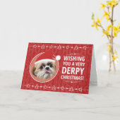 Carte de Noël pour chien shih tzu dérangé (Fleur jaune)