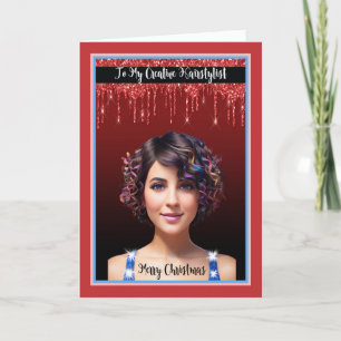 Carte de Noël pour coiffeuse avec jolie femme