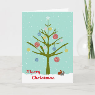 Carte de Noël pour Cotravailleur avec Arbre et Orn