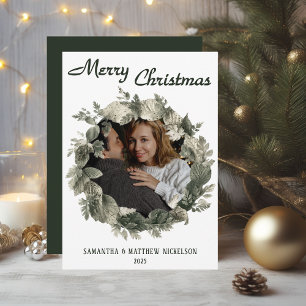 Carte de Noël pour couples avec couronne de Noël