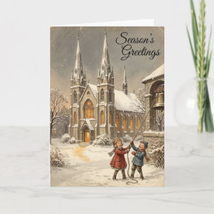 Carte de Noël pour enfants avec cloches d'église