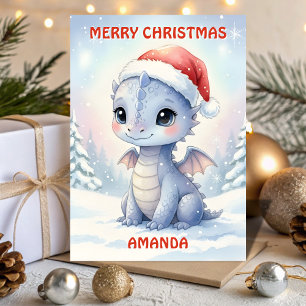 Carte de Noël pour enfants avec un bébé dragon de