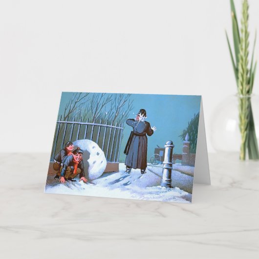Carte de Noël pour enfants de snowball victorien (Devant)
