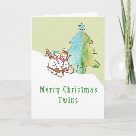 Carte de Noël pour enfants jumeaux (Devant)