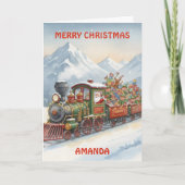Carte de Noël pour enfants : L'aventure du train d (Devant)