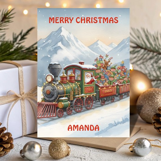 Carte de Noël pour enfants : L'aventure du train d