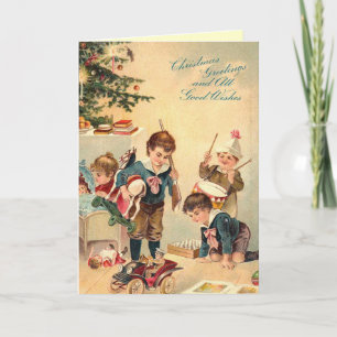 Carte de Noël pour enfants victoriens