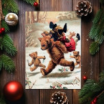 Carte de Noël pour enfants volée par les ours vint<br><div class="desc">Carte de Noël victorienne vintage avec une famille d'ours prenant une petite fille "pour le dîner". Image vintage restaurée sur mesure de haute qualité.</div>