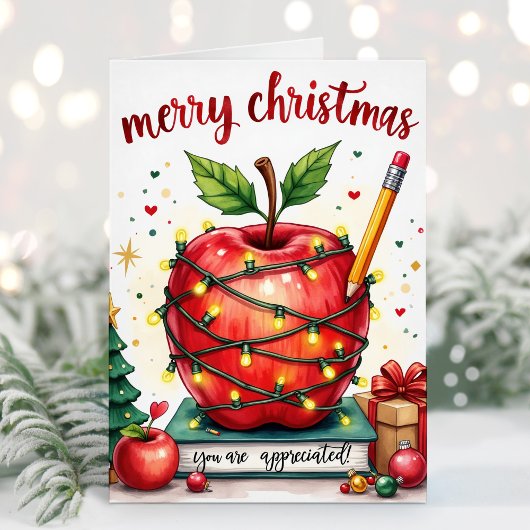 Carte de Noël pour enseignant apprécié
