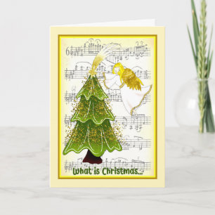Carte de Noël pour femme avec ange et arbre