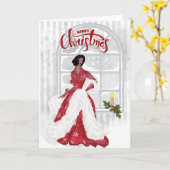 Carte de Noël pour femme moderne afro-américaine (Fleur jaune)