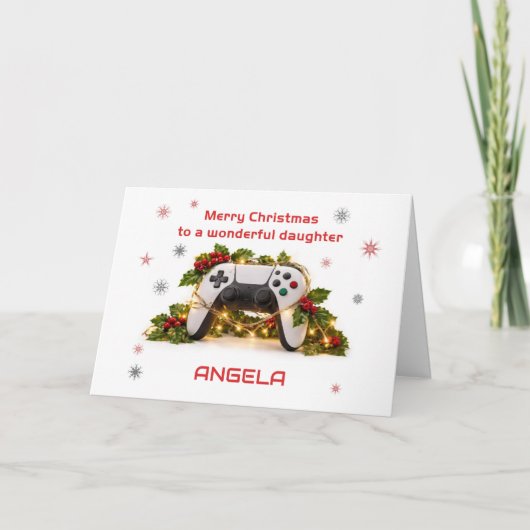 Carte de Noël pour fille Manette de jeu Ajouter un (Devant)