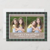 Carte de Noël pour grands-parents plaid vert buffl (Devant)