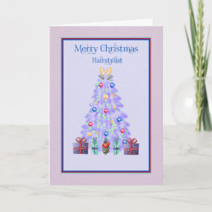 Carte de Noël pour Hairstylist Lavender Tree