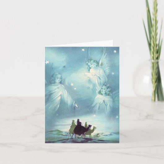 Carte de Noël pour hommes et anges vintages (Devant)