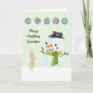Carte de Noël pour jeune grand-fils Snowman