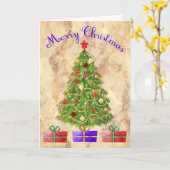 Carte de Noël pour l'arbre-soeur et les cadeaux (Fleur jaune)