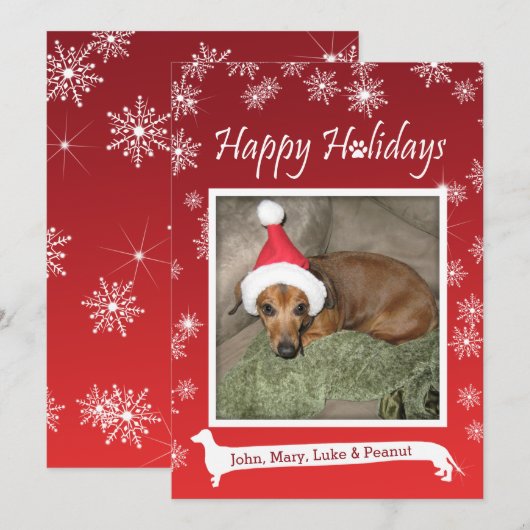 Carte de Noël pour le flocon de neige à long chien (Devant / Derrière)