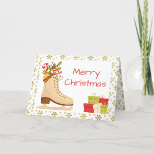 Carte de Noël pour le patin à glace - Patins tradi