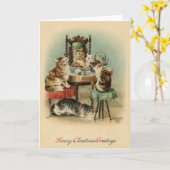 Carte de Noël pour le petit-déjeuner de chats Vint (Fleur jaune)