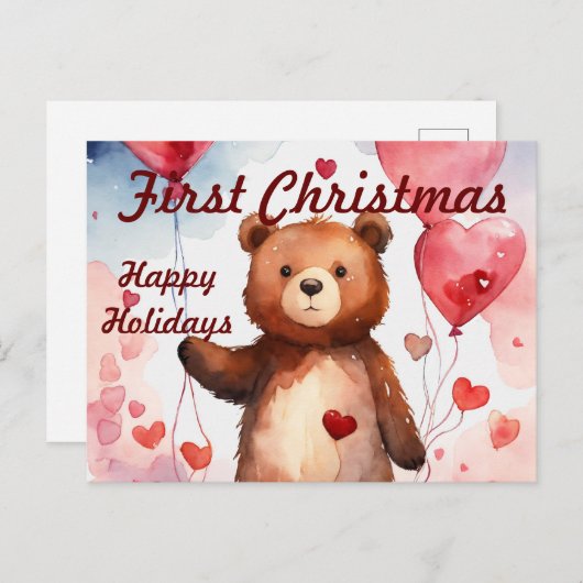 Carte de Noël pour le premier Noël de bébé moderne (Devant / Derrière)