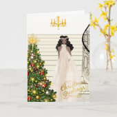 Carte de Noël pour les femmes africaines américain (Fleur jaune)