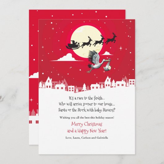 Carte de Noël pour les vacances de grossesse (Devant / Derrière)