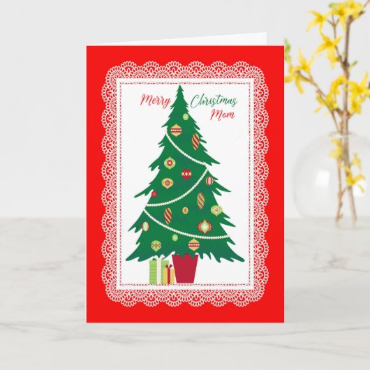 Carte de Noël pour maman avec arbre (Fleur jaune)
