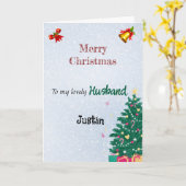 Carte de Noël pour mari (Fleur jaune)