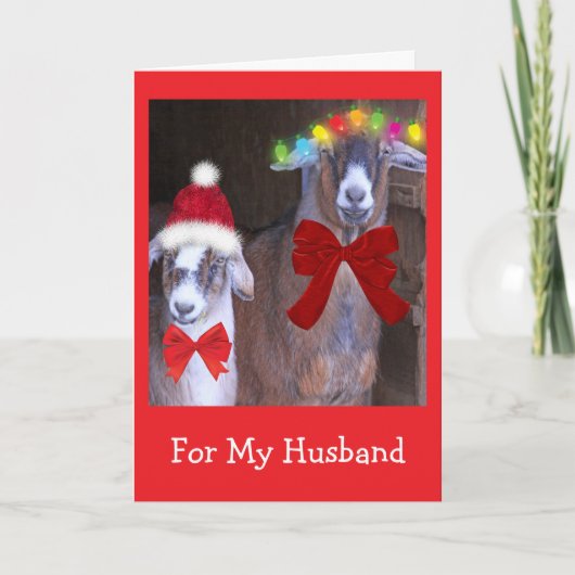 Carte de Noël "Pour mon mari" Chèvre mignonne (Devant)