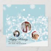 Carte de Noël pour ornements photo et flocons de n (Devant / Derrière)