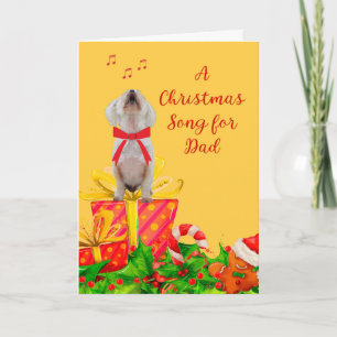 Carte de Noël pour Papa Chien Blanc Chantant