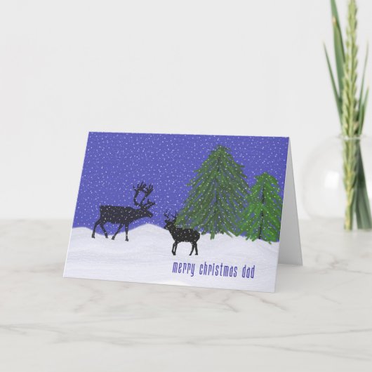 Carte de Noël pour papa Deer & Snow (Devant)